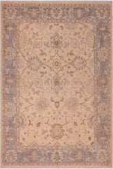 handmade Traditional Kafkaz Tan Lt. Blue Hand Knotted RECTANGLE 100% WOOL area rug 8 x 10